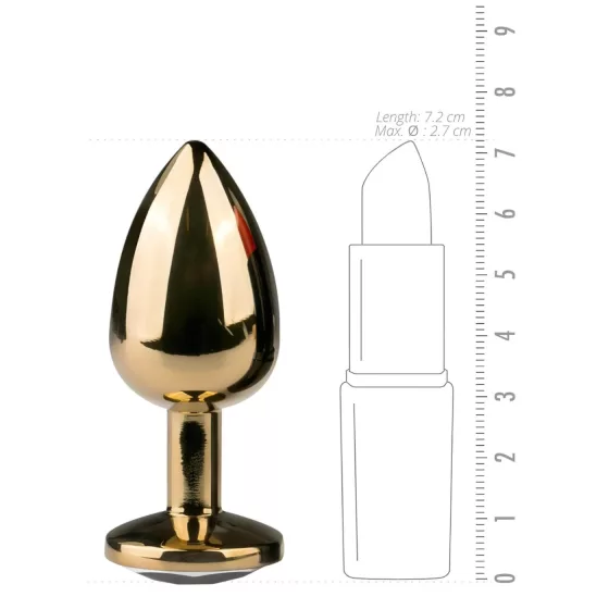 EasyToys Metal No.1 - gold cone anal plug with white gem (2.5 cm)