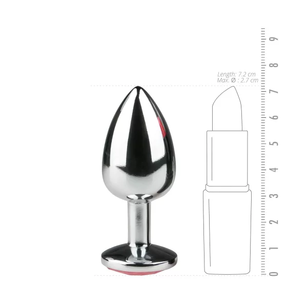 EasyToys Metal No.1 - silver anal plug with pink gem, cone-shaped (2.7 cm)