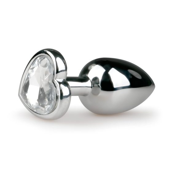 Easytoys Metal No.2 - Heart Jewel Anal Plug (Silver-White)