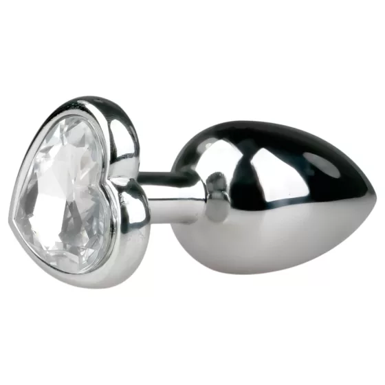 Easytoys Metal No.2 - Heart Jewel Anal Plug (Silver-White)
