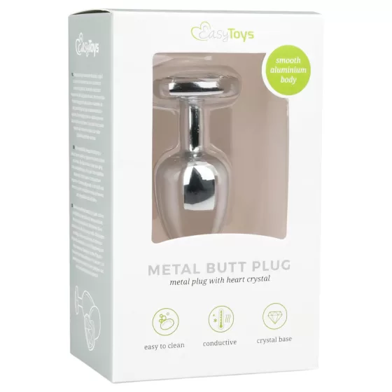 Easytoys Metal No.2 - Heart Jewel Anal Plug (Silver-White)