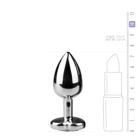 Easytoys Metal No.2 - Heart Jewel Anal Plug (Silver-White)