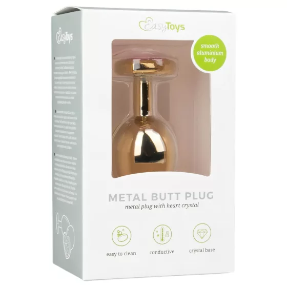 Easytoys Metal No.7 - Pink Gem Gold Anal Plug (3cm)