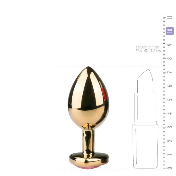 Easytoys Metal No.7 - Pink Gem Gold Anal Plug (3cm)