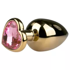  Easytoys Metal No.8 - Heart Base Anal Plug - Gold & Pink (3.5cm)