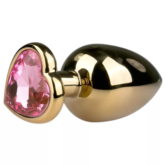 Easytoys Metal No.8 - Heart Base Anal Plug - Gold & Pink (3.5cm)