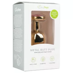   Easytoys Metal No.8 - Heart Base Anal Plug - Gold & Pink (3.5cm)
