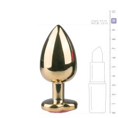   Easytoys Metal No.8 - Heart Base Anal Plug - Gold & Pink (3.5cm)
