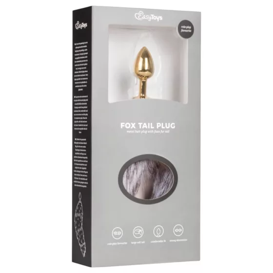 Easytoys Fox NO5 - Metal Anal Plug with Faux Tail (Gold-Silver)