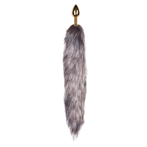Easytoys Fox NO5 - Metal Anal Plug with Faux Tail (Gold-Silver)