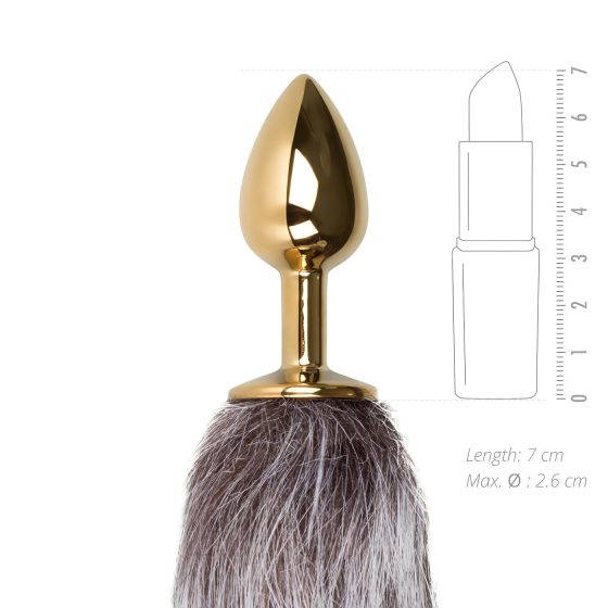 Easytoys Fox NO5 - Metal Anal Plug with Faux Tail (Gold-Silver)