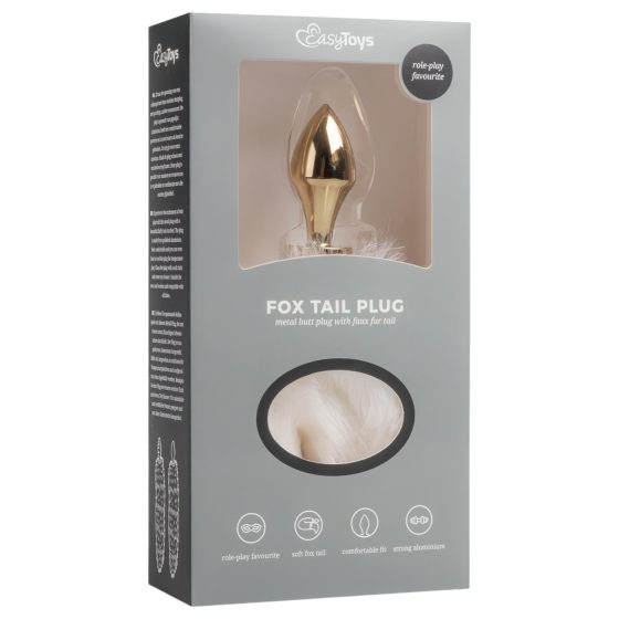 Easytoys Fox NO13 - Gold & White Metal Anal Plug with Fox Tail