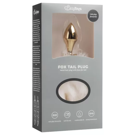 Easytoys Fox NO13 - Metal Anal Plug with Gold & White Fox Tail
