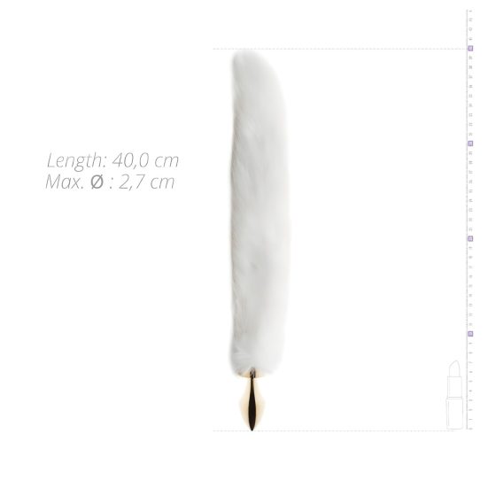 Easytoys Fox NO13 - Gold & White Metal Anal Plug with Fox Tail