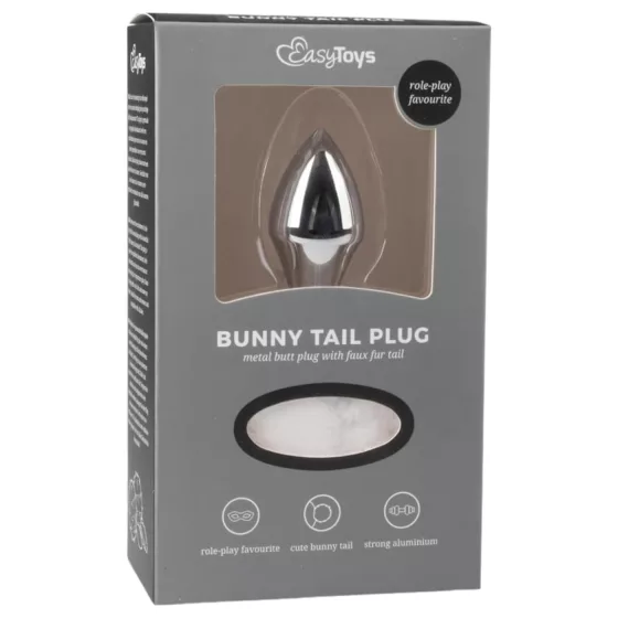 Easytoys Bunny NO1 - Metal Anal Plug with Bunny Tail (Silver-White)