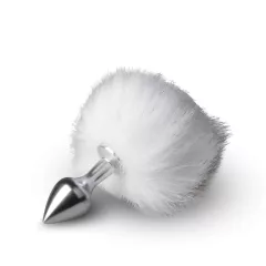   Easytoys Bunny NO1 - Metal Anal Plug with Bunny Tail (Silver-White)