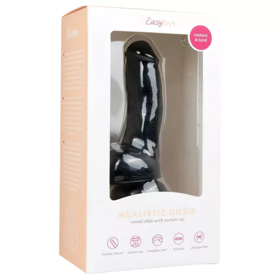 Easytoys - Black Suction Cup Dildo with Balls (15cm)