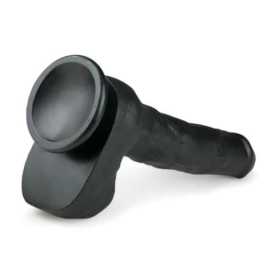 Easytoys - Large Suction Cup Dildo with Balls (11.6 inches) - Black