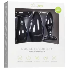 Easytoys Rocket - Black Anal Plug Set (3-piece)