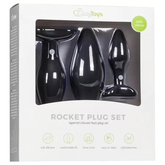 Easytoys Rocket - Black Anal Plug Set (3-piece)