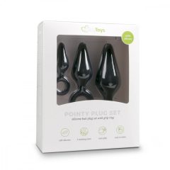 Easytoys - Anal dildo with grip ring set - 3pcs (black)
