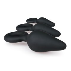 Easytoys - Black 3-Piece Ringed Anal Plug Set