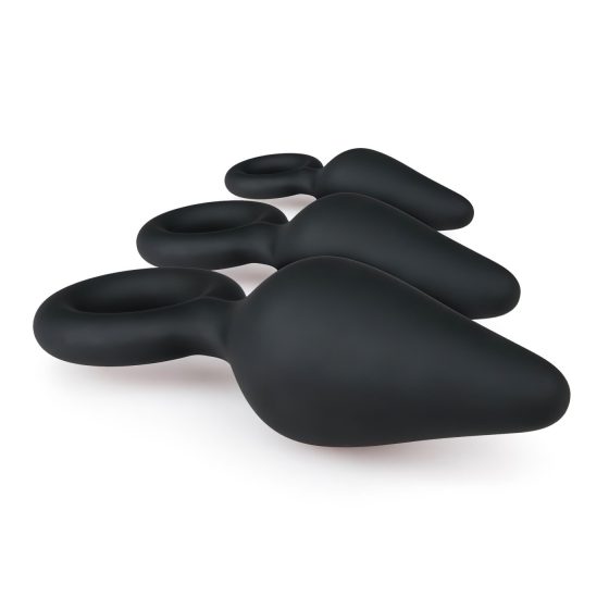 Easytoys - Black 3-Piece Ringed Anal Plug Set