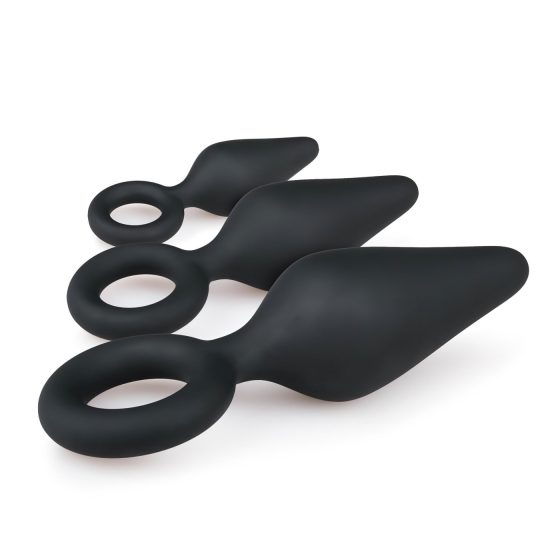 Easytoys - Black 3-Piece Ringed Anal Plug Set