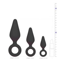 Easytoys - Black 3-Piece Ringed Anal Plug Set