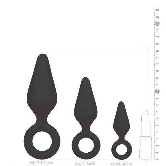 Easytoys - Black 3-Piece Ringed Anal Plug Set