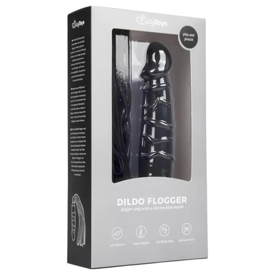 Easytoys Dual Delight - Black Flogger & Silicone Dildo Combo