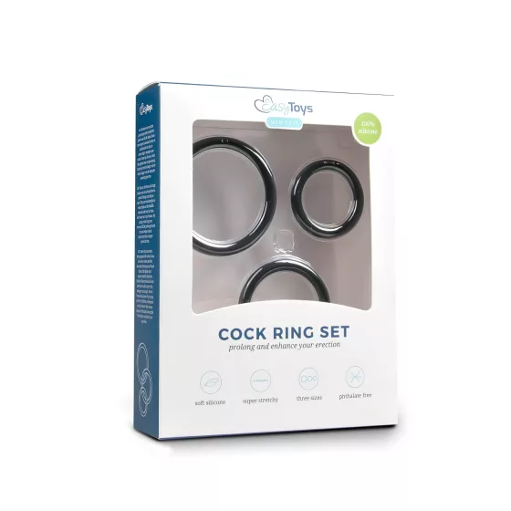 Easytoys - Silicone Cock Ring Set - 3 Pieces (Black)