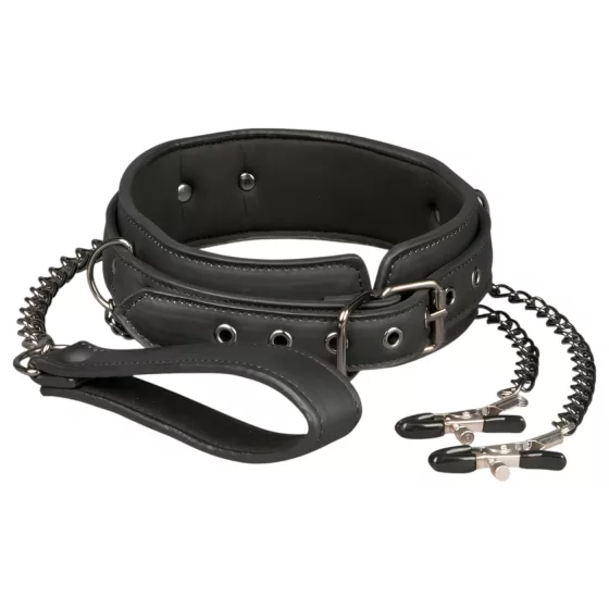 Easytoys - 4-Piece Nipple Clamp, Collar & Leash Set