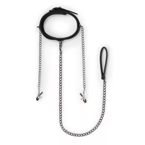 Easytoys - 4-Piece Nipple Clamp, Collar & Leash Set