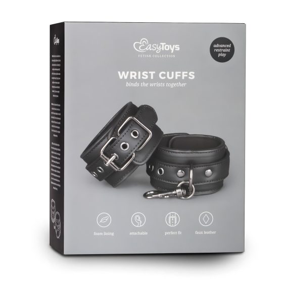 Easytoys - Black Faux Leather Handcuffs