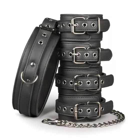 Easytoys - Black Collar, Wrist & Ankle Restraint Set