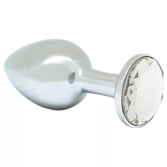 Rimba XS - Transparent Gem Metal Anal Plug (Silver)