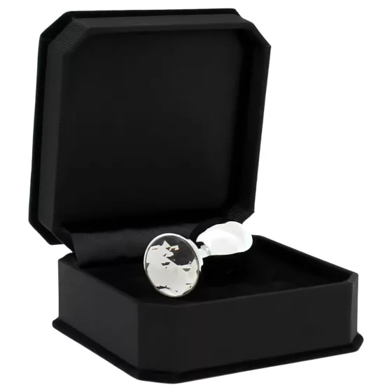 Rimba XS - Transparent Gem Metal Anal Plug (Silver)