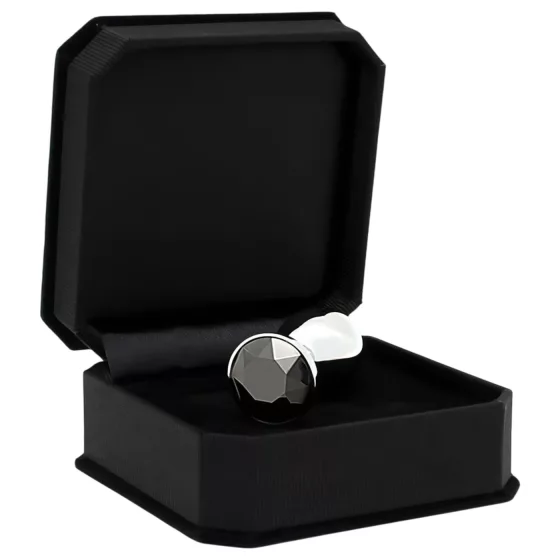 Rimba XS - Silver Metal Anal Plug with Black Gem