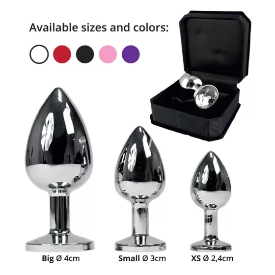 Rimba XS - Silver Metal Anal Plug with Black Gem