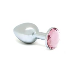 Rimba XS - Pink Gem Metal Anal Plug (Silver)