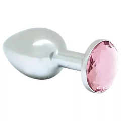 Rimba XS - Pink Gem Metal Anal Plug (Silver)