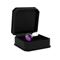Rimba XS - Silver Metal Anal Plug with Purple Gem