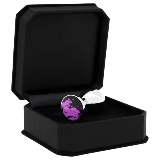 Rimba XS - silver metal butt plug with purple jewel