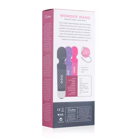 EasyToys Mini Wand - Rechargeable Massager Vibrator (Black)