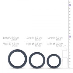 Boners - flat penis ring set - 3 pcs (grey)