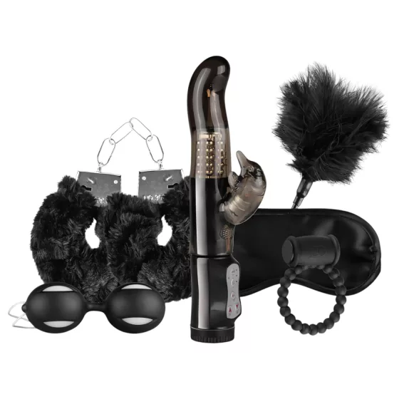 LoveBoxxx I Love Black - Vibrating Bondage Set (6 Pieces)