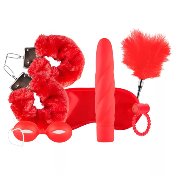 LoveBoxxx I Love Red - Vibrating Bondage Set (6 Pieces) - Red