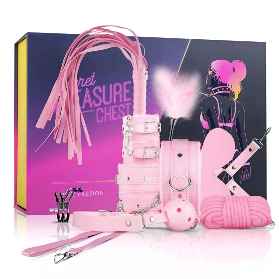 Advanced BDSM Set - 14-Piece Secret Pleasure Chest (Pink)