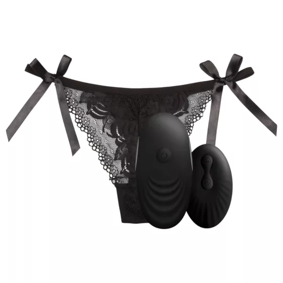 Sway No.3 - cordless, remote-controlled vibrating black knickers (S-L)
